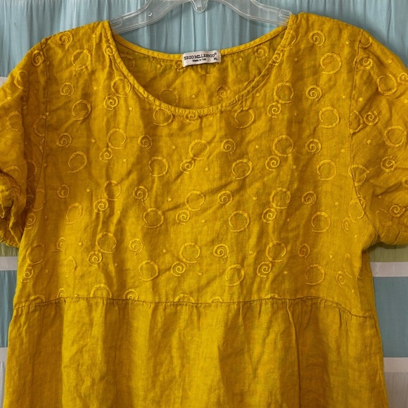 Terzo Millennio Yellow Linen Dress Boho Lagenlook Sz XL - Picture 5 of 9